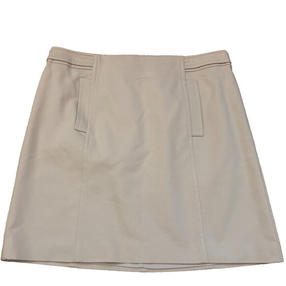 $88 NWT Ann Taylor Compact Doubleweave in Cashew Beige Stretch Cotton Skirt 14 - Picture 1 of 4